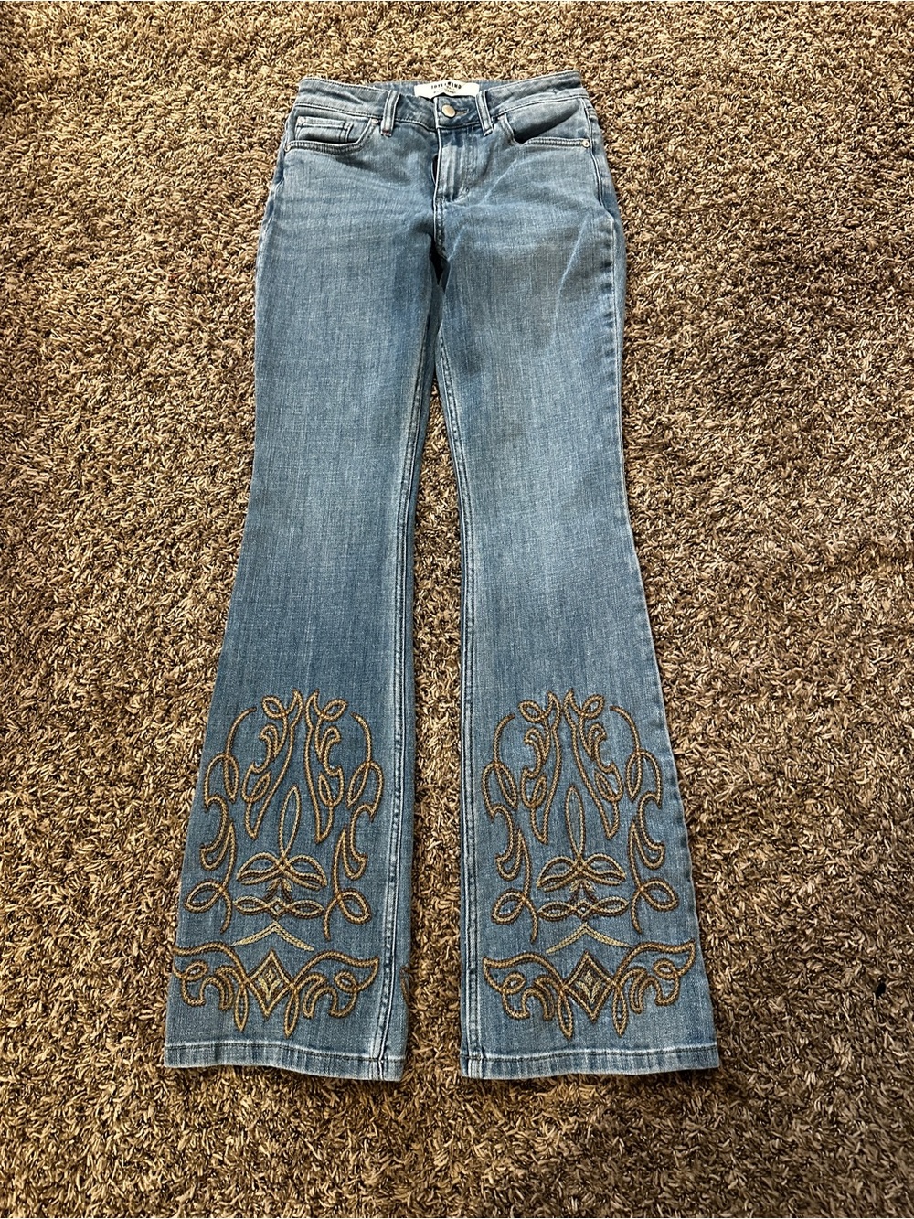 Miranda Lambert Idyllwind Light Blue Flare Jeans with embroidered hem